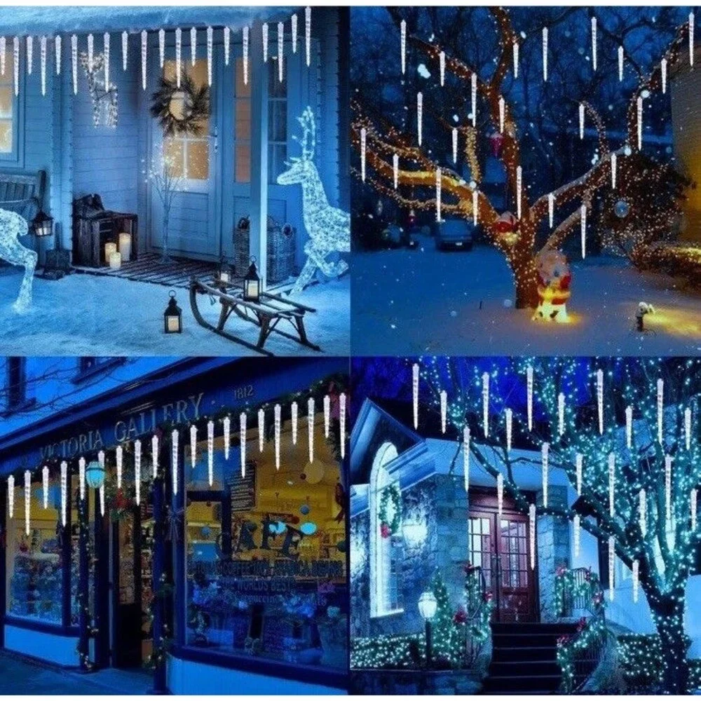 20 Tubes Meteor Shower Rain Lights Drop Icicle Falling String Light Christmas